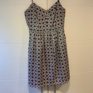 Summer J Crew Dress with pockets in Blue, Pink & White
